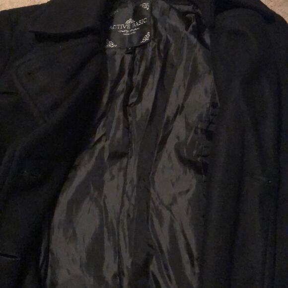 Active Basic Quality Couture Black Pea Coat Jacket Junior Size Small - Picture 6 of 8